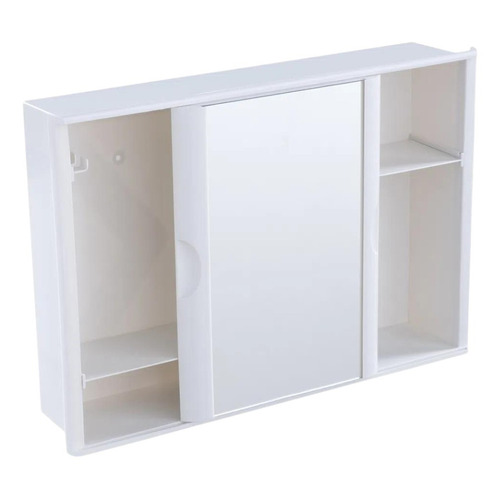 Armário Plástico A21 C/Espelho Porta Correr Banheiro Branco
