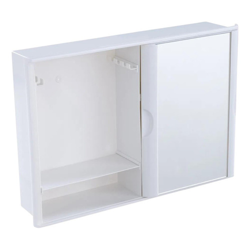 Armário Plástico A21 C/Espelho Porta Correr Banheiro Branco - Imagem 3