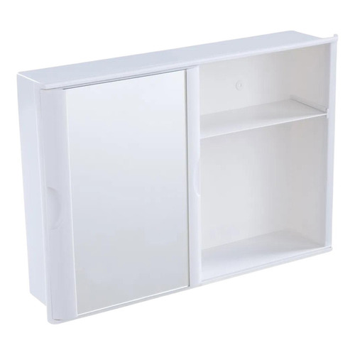 Armário Plástico A21 C/Espelho Porta Correr Banheiro Branco - Imagem 2