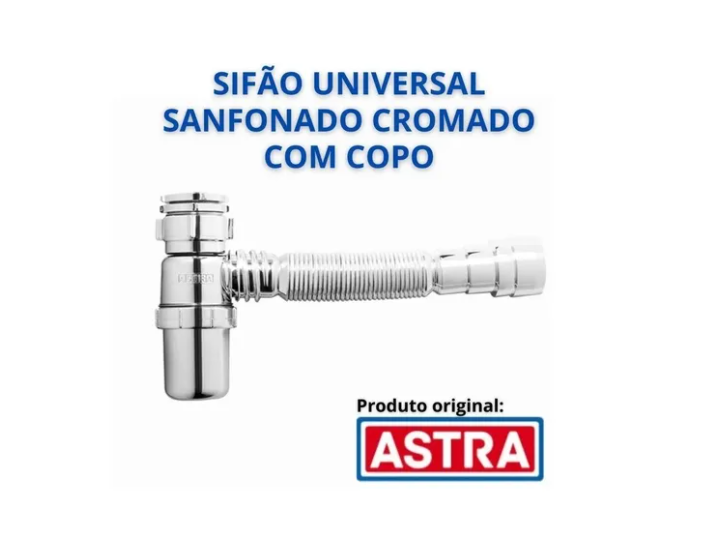 Sifão Sanfonado Copo Universal Cromado Astra Banheiro Pia - Imagem 3