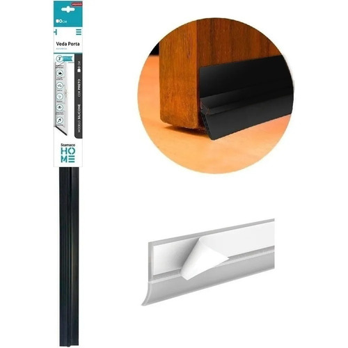 Veda Porta Protetor C/Adesivo 3m 90cm Rodo Silicone Stamaco - Imagem 3