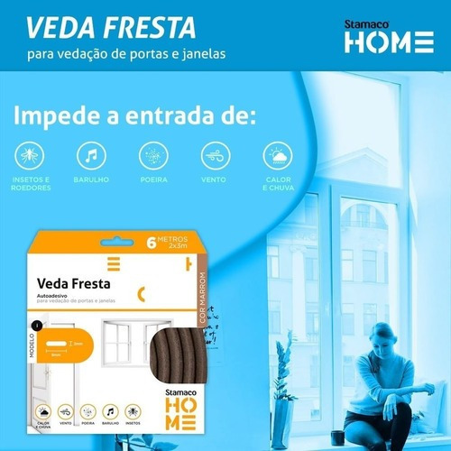 Veda Fresta Protetor Borracha Vedação Adesiva Rolo 6m Modelo I - Imagem 7