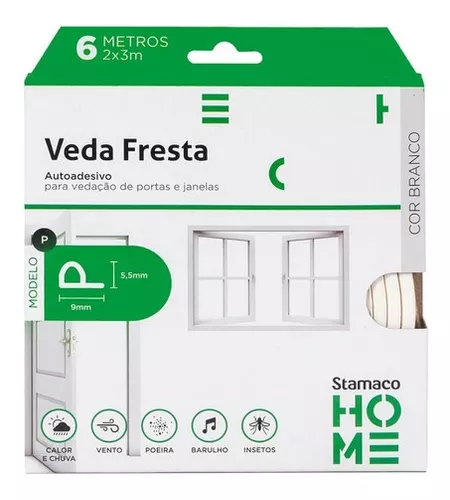 Veda Fresta Protetor Borracha Vedação Adesiva Rolo 6m Modelo P