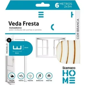 Veda Fresta Protetor Borracha Vedação Adesiva Rolo 6m Modelo E