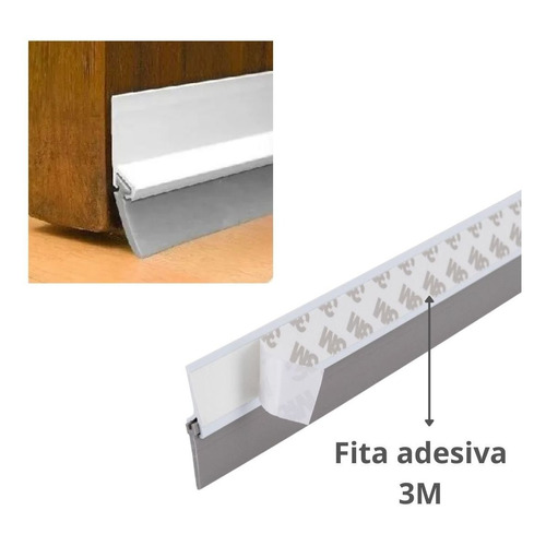 Veda Porta Protetor C/Adesivo 3m 90cm Rodo Silicone Stamaco - Imagem 2