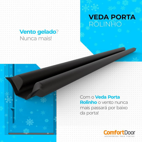 Veda Porta Protetor Rolinho 80cm Impermeável Proteção Dupla Preto - Imagem 11