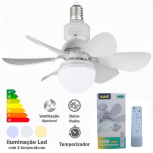 Ventilador lâmpada inteligente com controle remoto