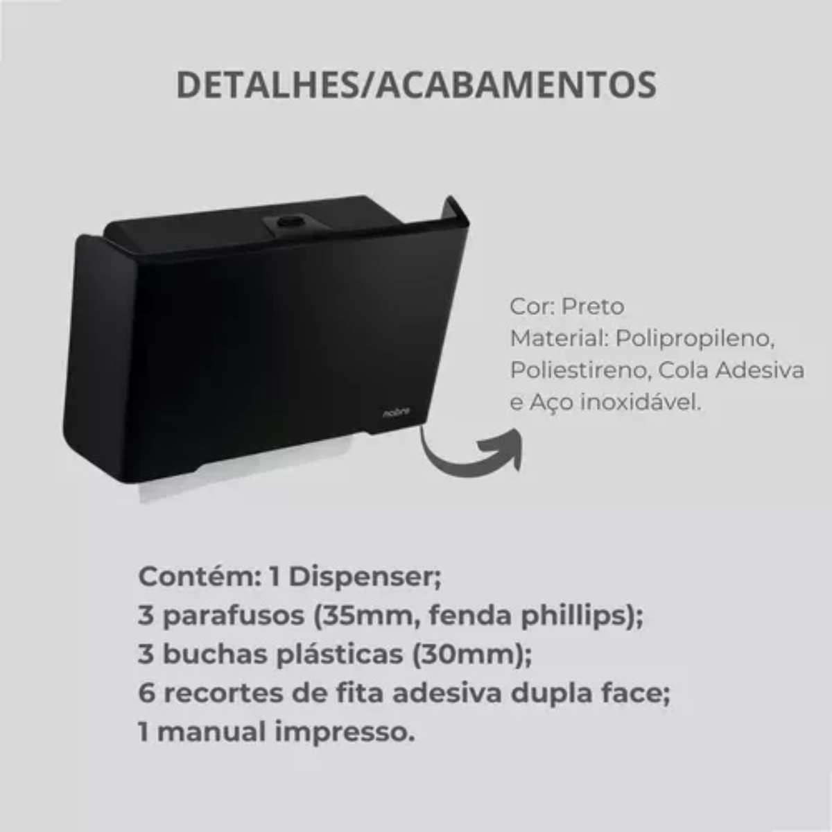Dispenser toalheiro nobre preto - Imagem 2